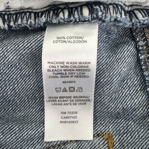 LOFT Petite SZ 6P Mini A-Line Jean Skirt Pockets Distressed Slit Frayed Hem Blue - Picture 6 of 6